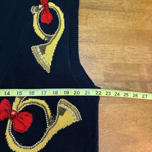 Talbots Women’s Black Knit Beaded Christmas Vest XL - Picture 4 of 5